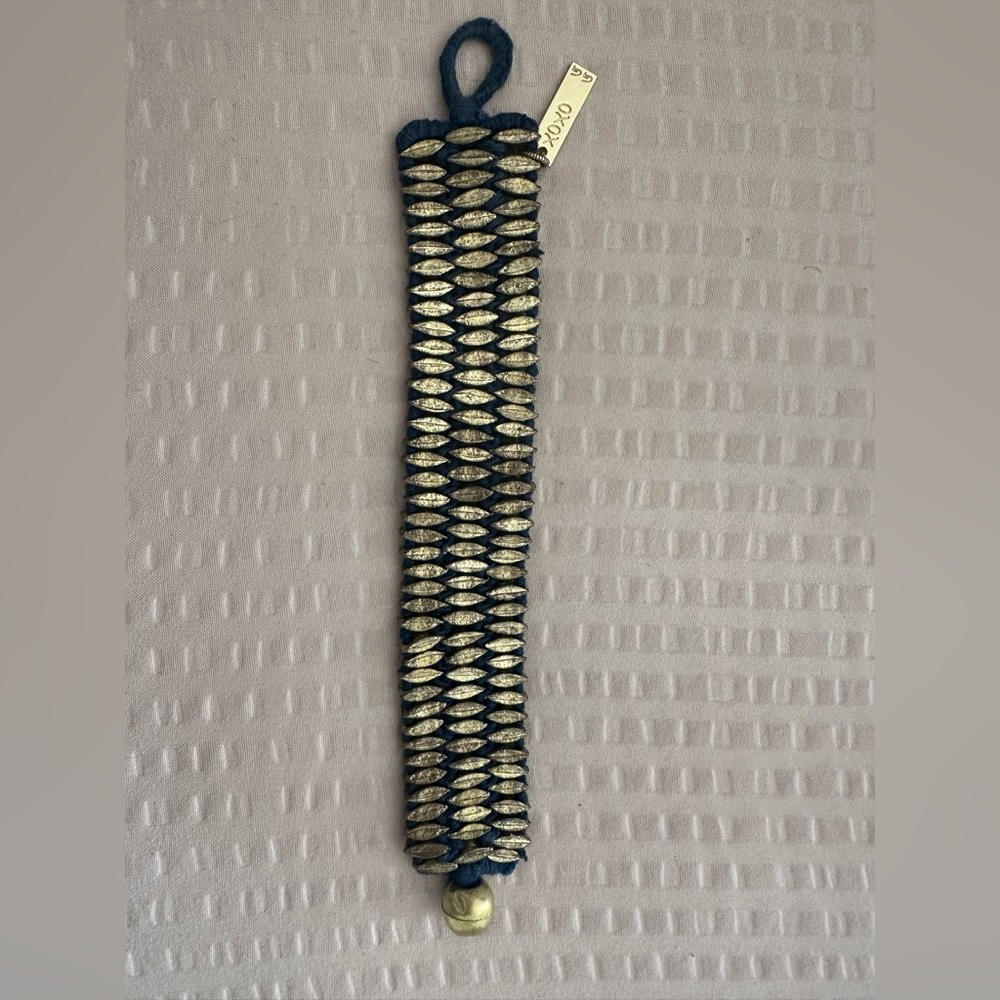 Gold and navy wrap bracelet